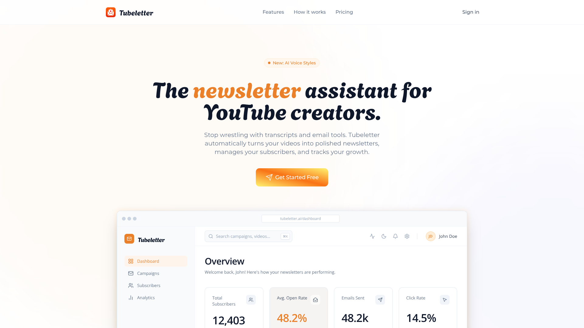 Tubeletter screenshot