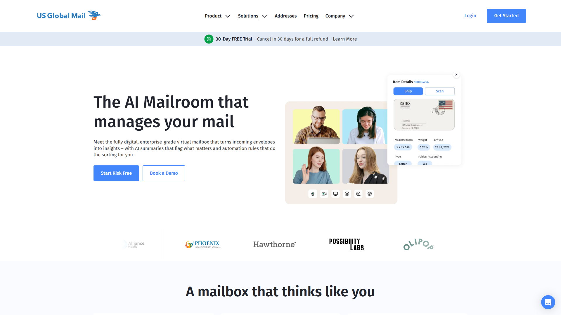US Global Mail screenshot