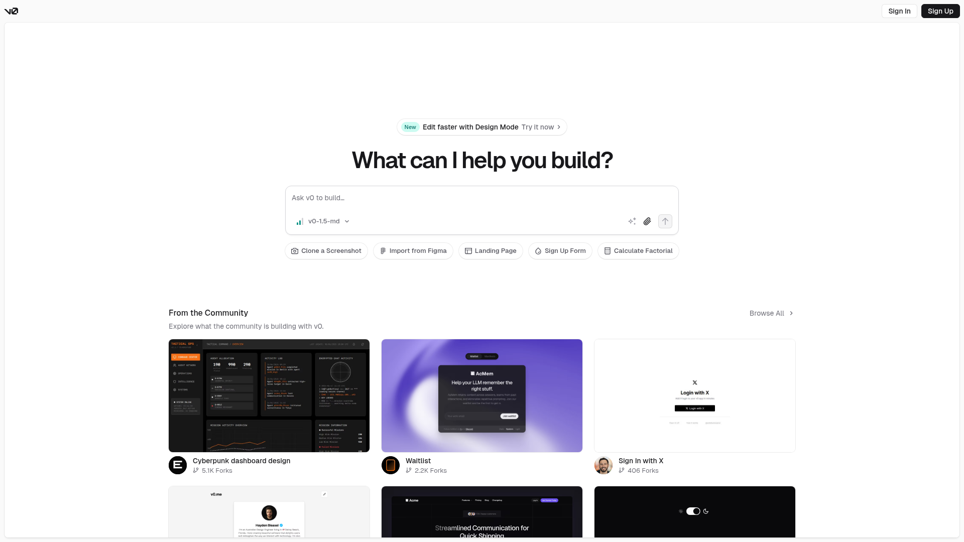 v0 screenshot