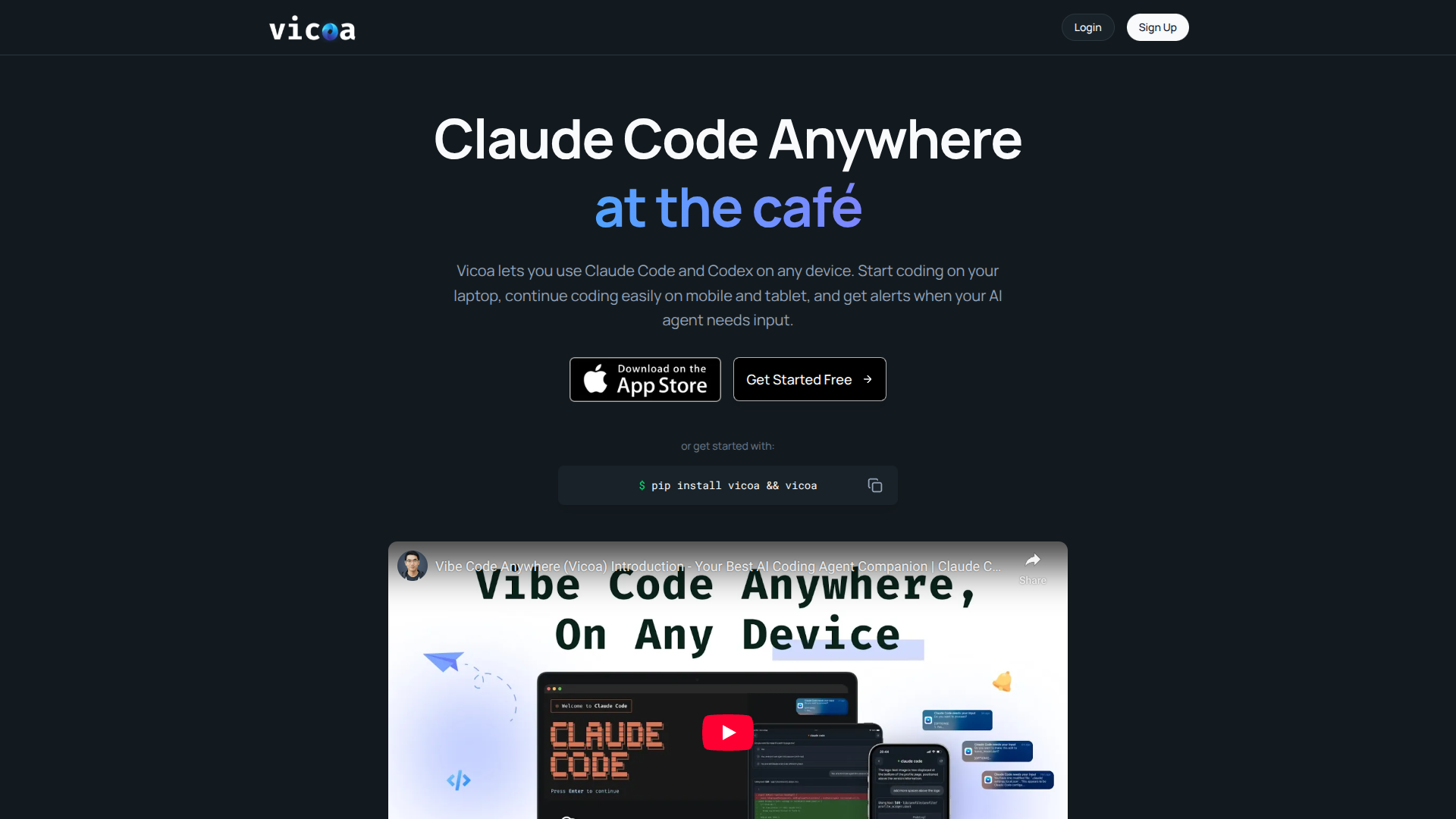 Vibe Code Anywhere (Vicoa)