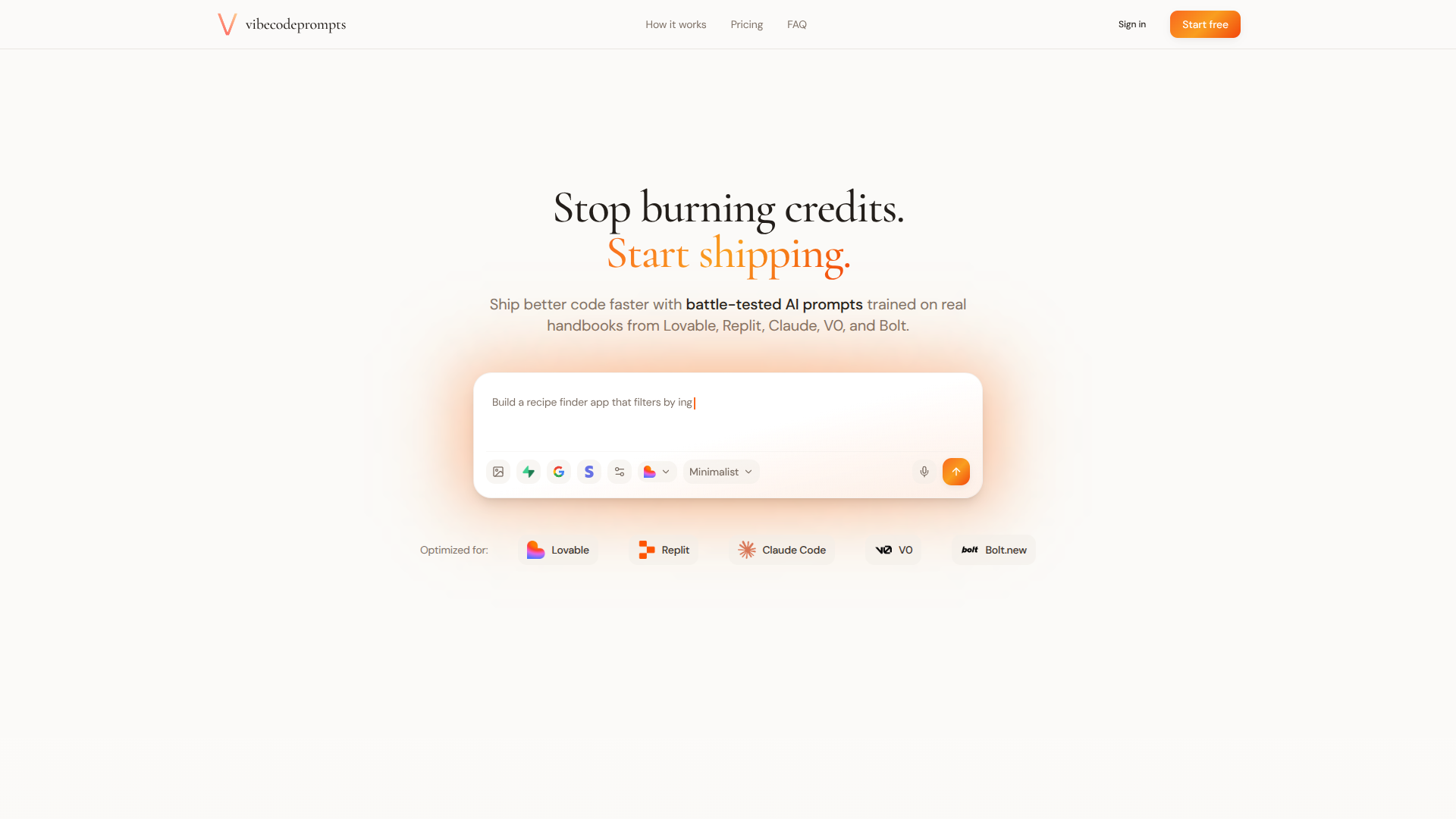 vibecodeprompts screenshot