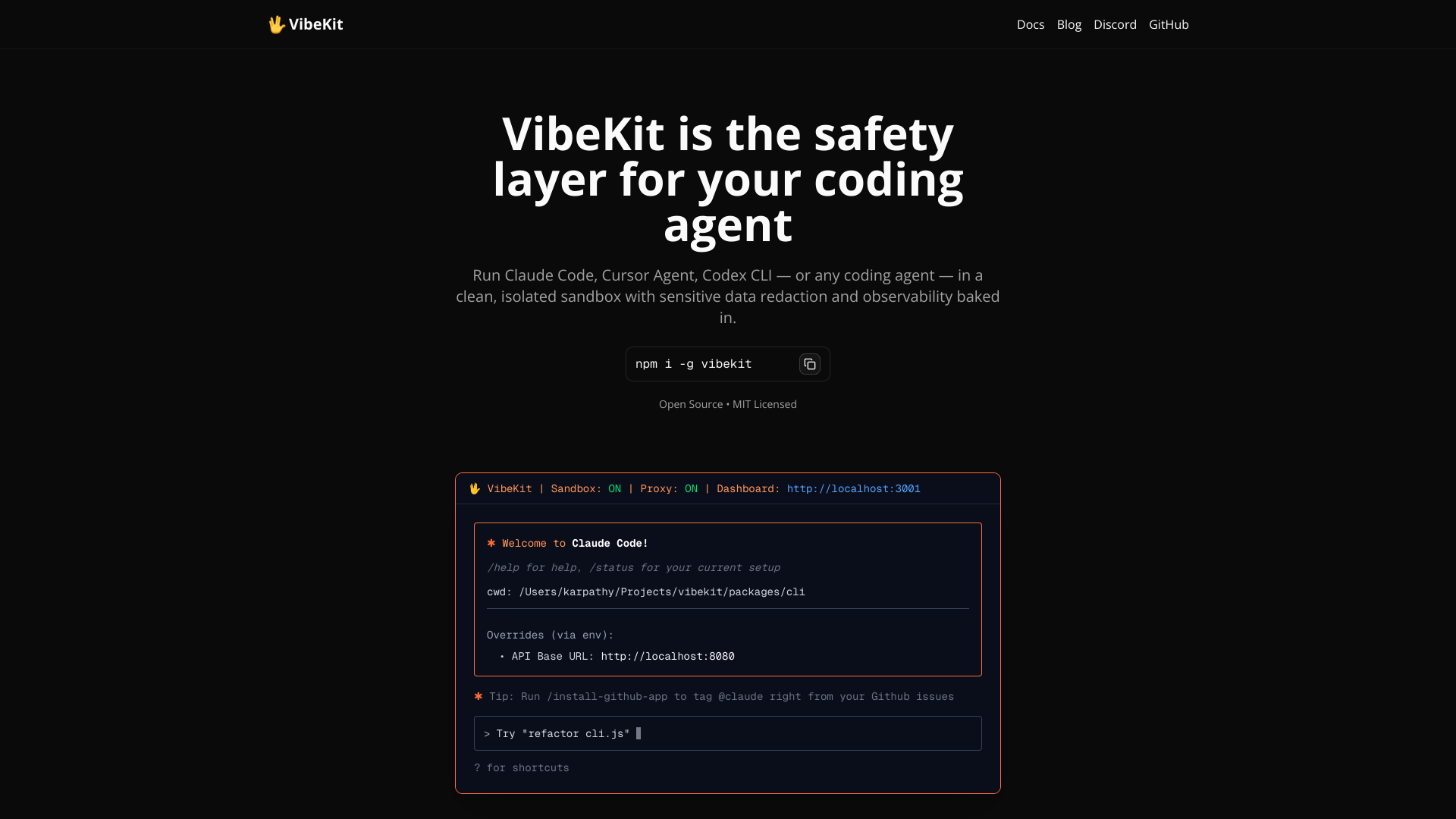 VibeKit CLI screenshot