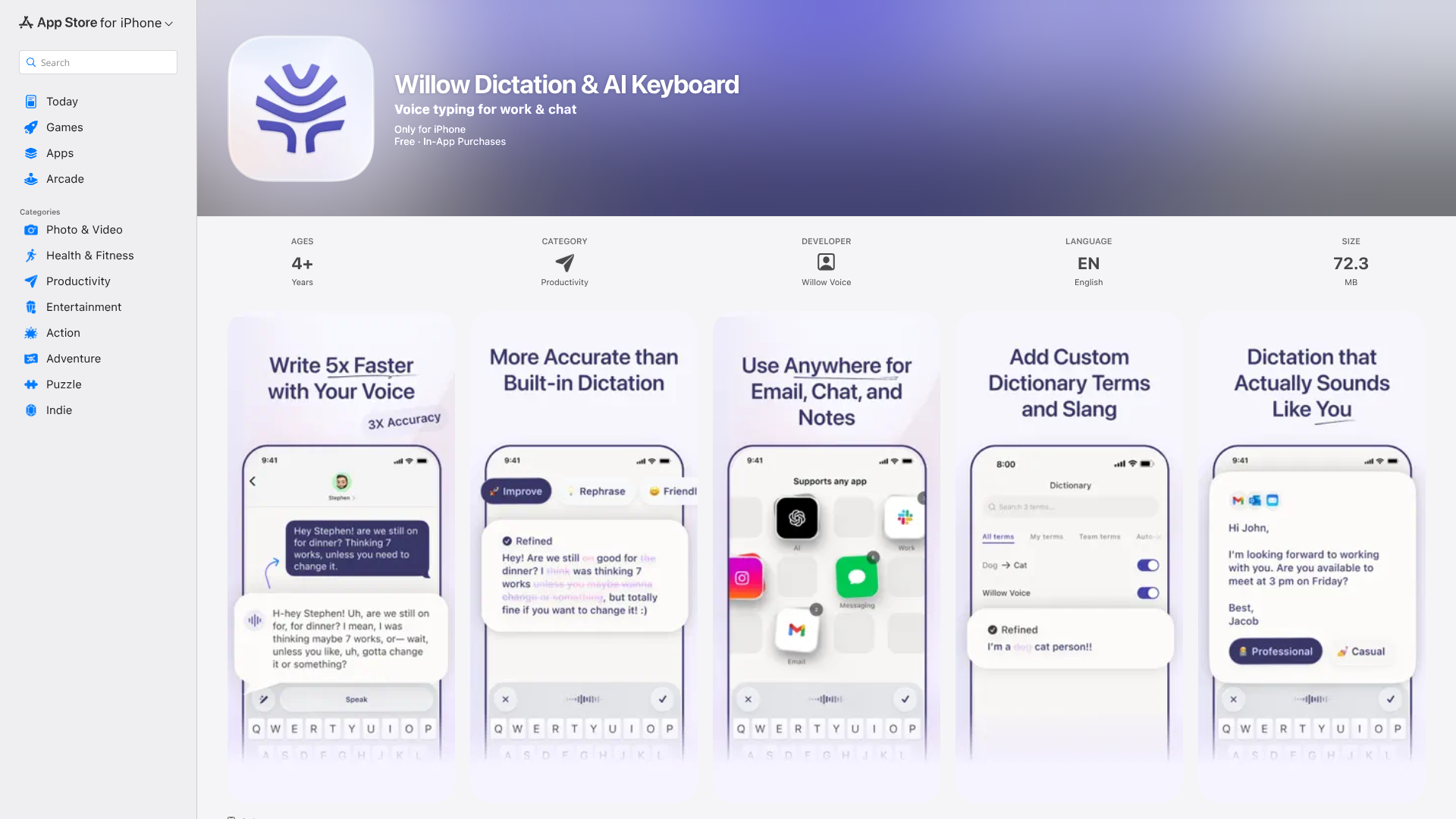 Willow on IOS screenshot