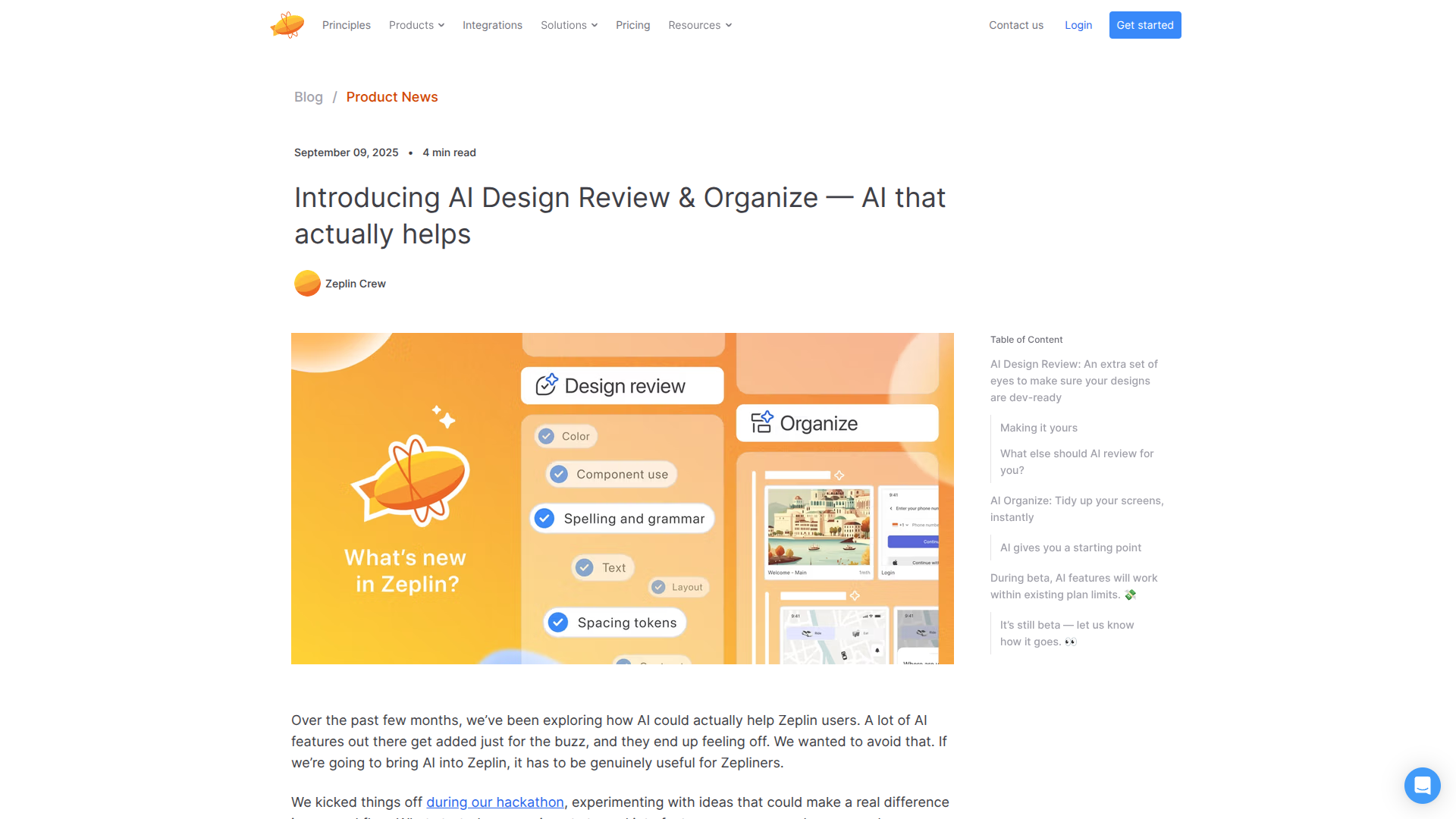 Zeplin AI Design Review screenshot
