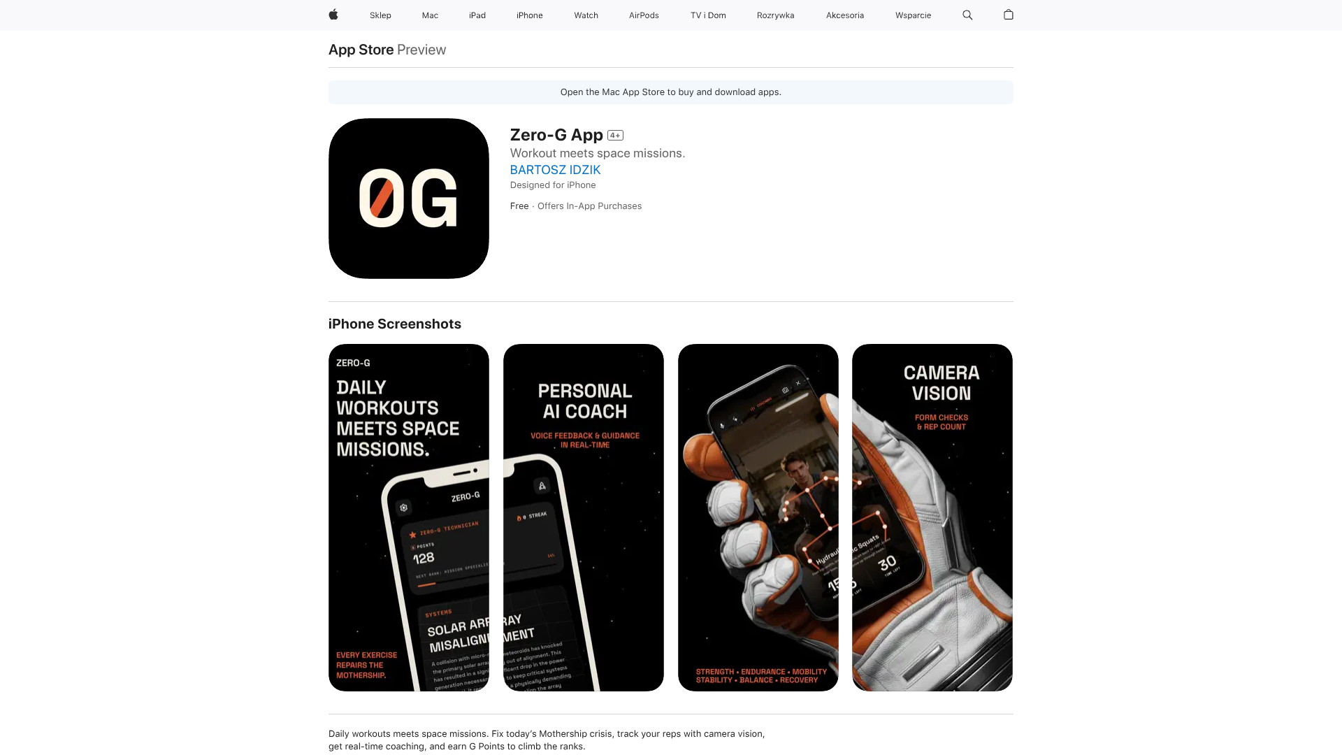 Zero-G App screenshot