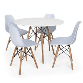 Kit Mesa Jantar Eiffel 80cm Branca + 4 Cadeiras Charles Eames - Branca