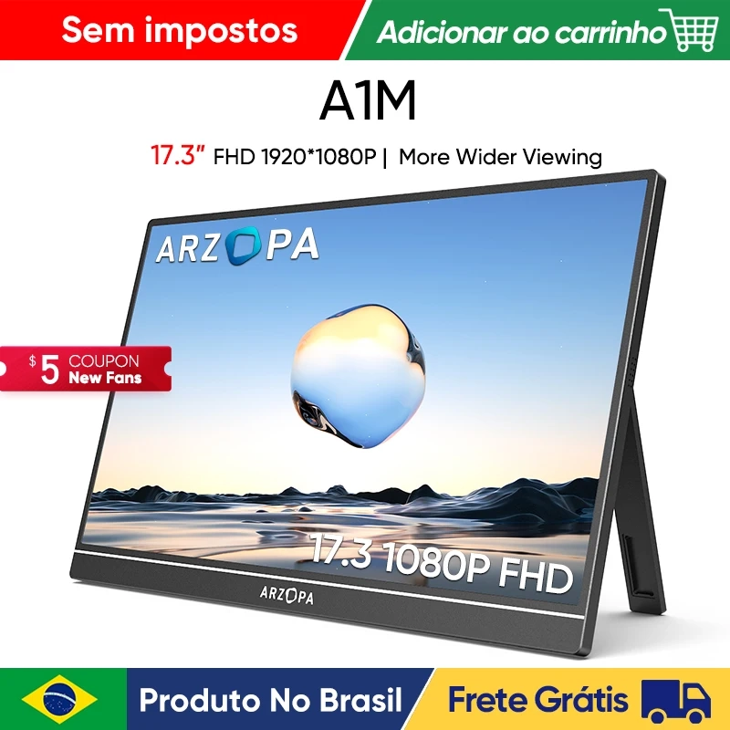 Monitor Portátil ARZOPA A1M 17.3" Full HD