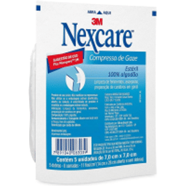 15 Pacotes Compressa de Gaze Estéril, 7,5cm x 7,5cm Nexcare, 3M 5 Unidades (Total 75)