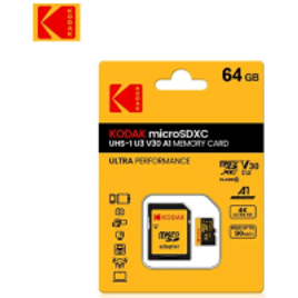 Cartão de Memória Micro SD Kodak U3 V30 A1 64GB