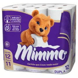 2 Pacotes Papel Higiênico Mimmo Folha Dupla - 12 Rolos