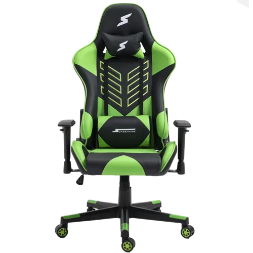 Cadeira Gamer SuperFrame Godzilla, Reclinável, Preto e Verde Braço ajustável