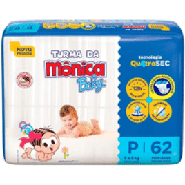 Fralda Turma da Monica Baby P - 62 Unidades