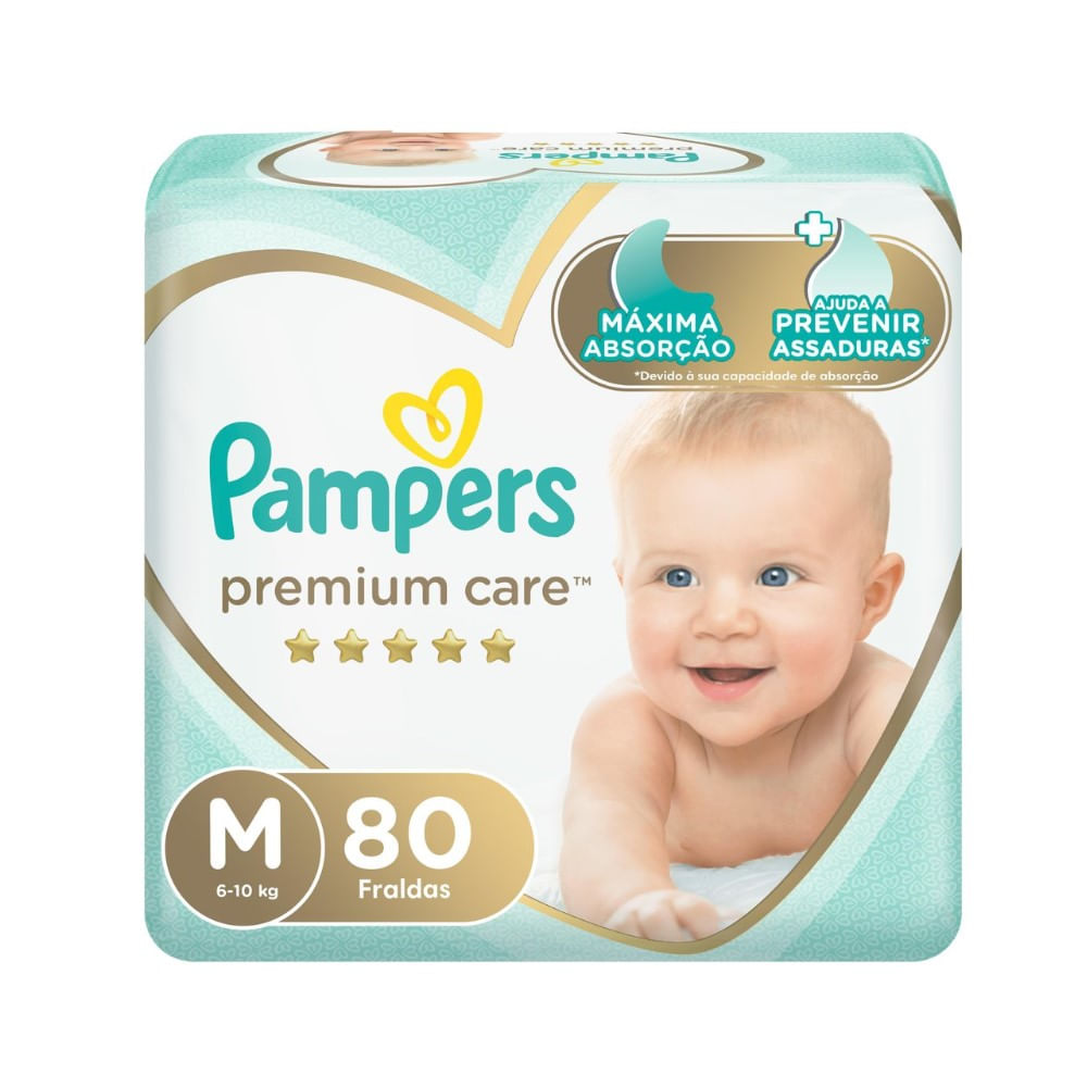 Fralda Pampers Premium Care M 80 tiras