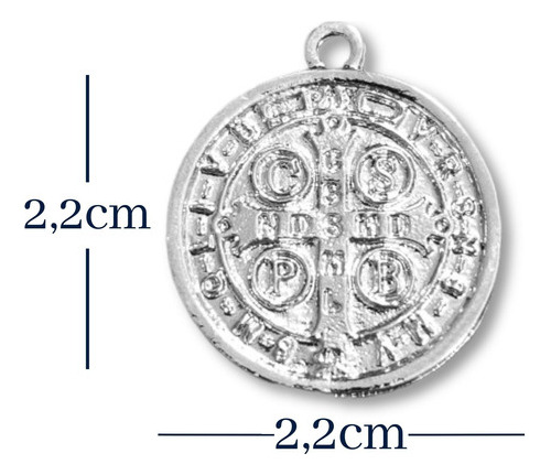 Pingente Medalha De Sao Bento Grande Delicada Prata 2,2cm