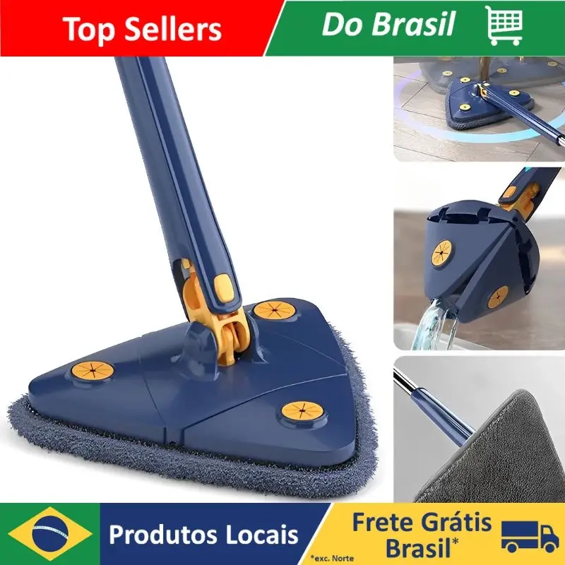 Esfregão Triangulo Mop De Limpeza Ajustável Giratória 360° - DAFUSHOP