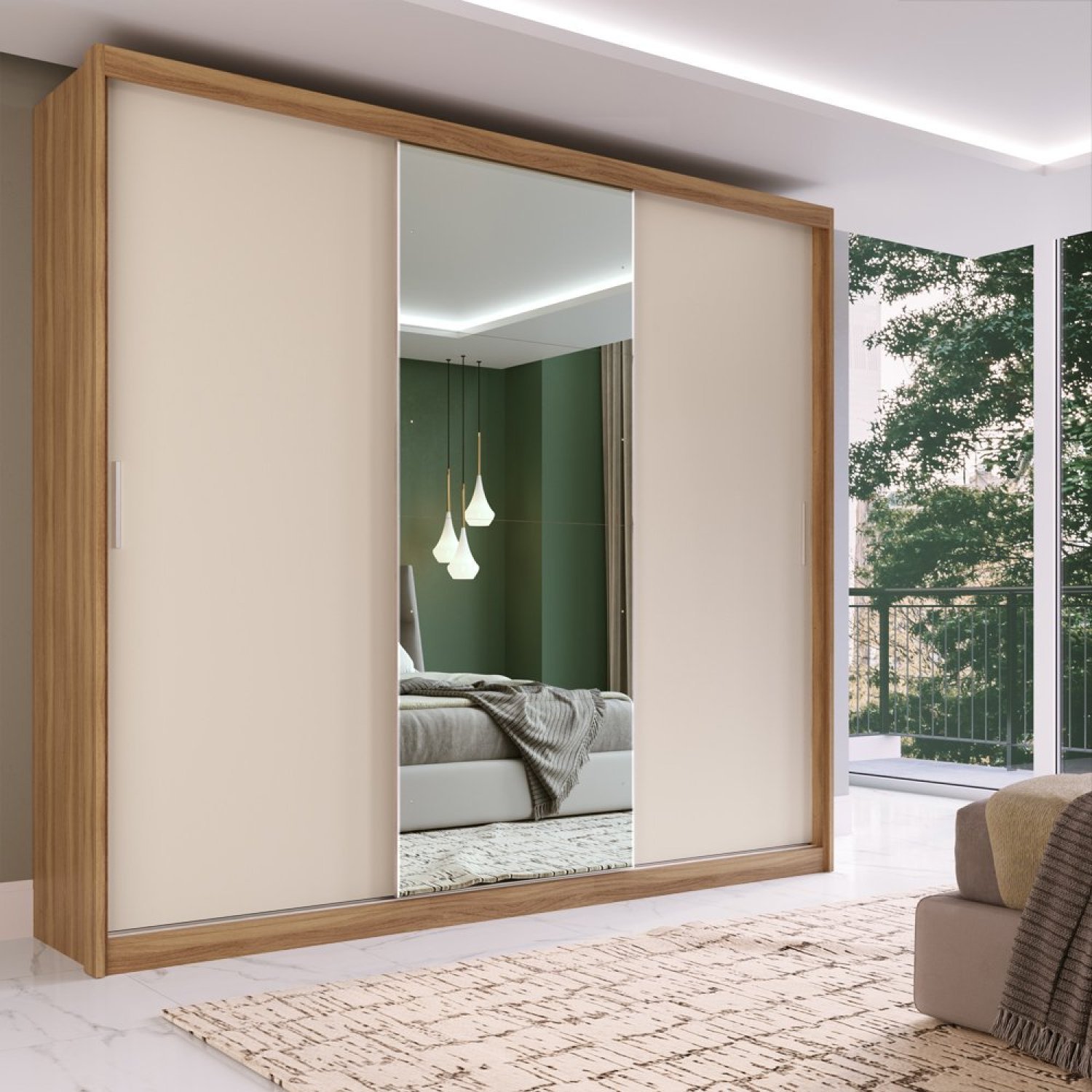 Guarda Roupa Casal 3 Portas 1 Espelho London - Yescasa