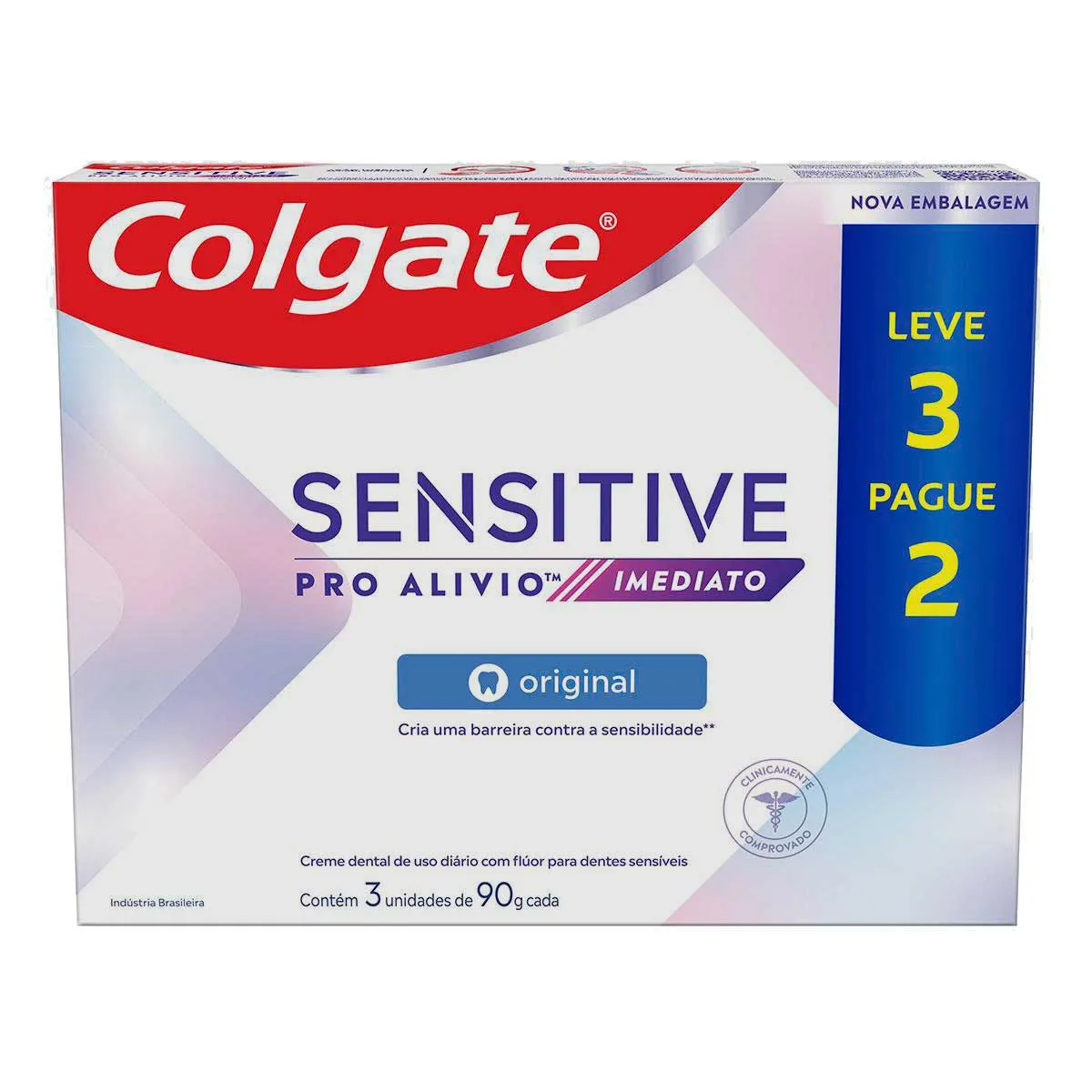[ REGIONAL | 60% OFF 2ª Unidade ] Creme Dental Para Sensibilidade Colgate Sensitive Pro-Alívio Imediato Original 90g Leve 3 Pague 2