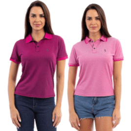 kit 2 Camisa Polo Feminina em Viscose Manga Curta Conforto Casual