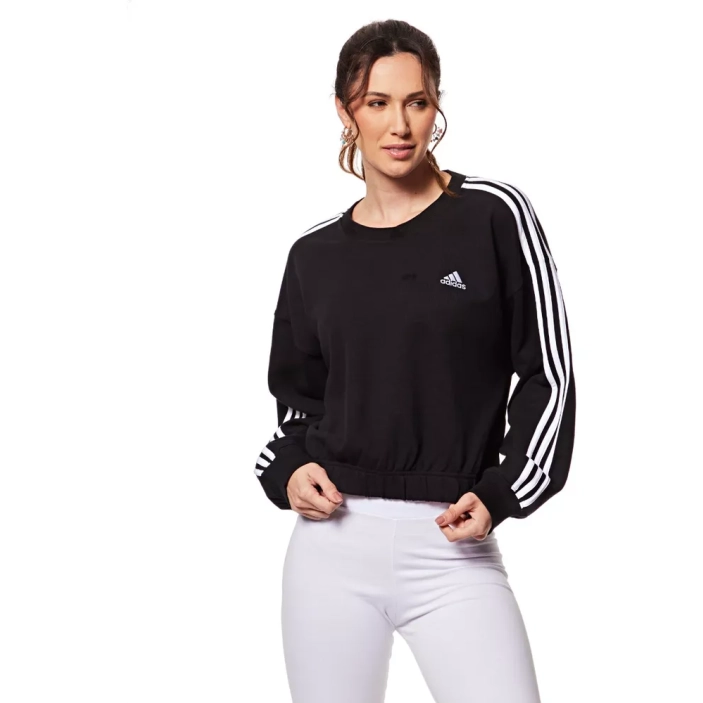 Moletom Adidas Cropped Essentials 3 Stripes - Feminino Tam GG