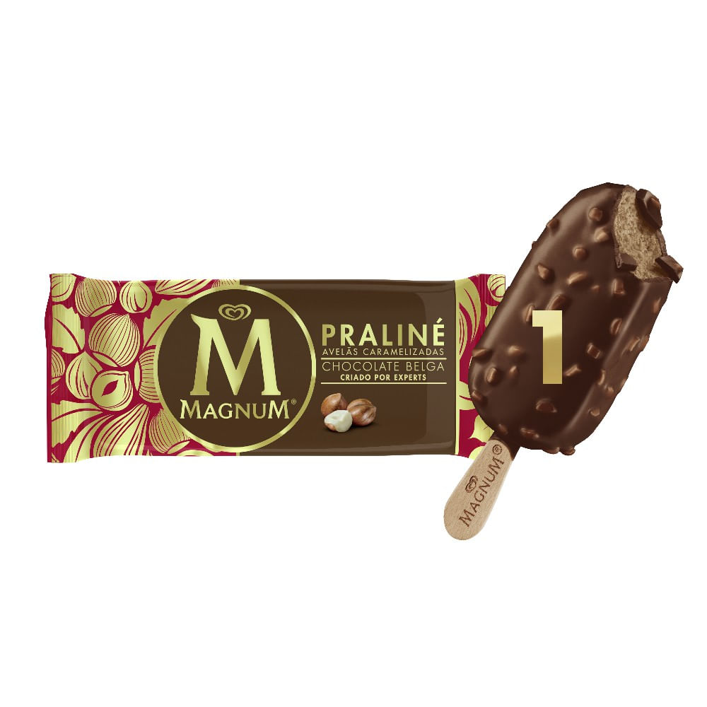 2 Unidades Picolé Magnum Praliné Avelãs Caramelizadas