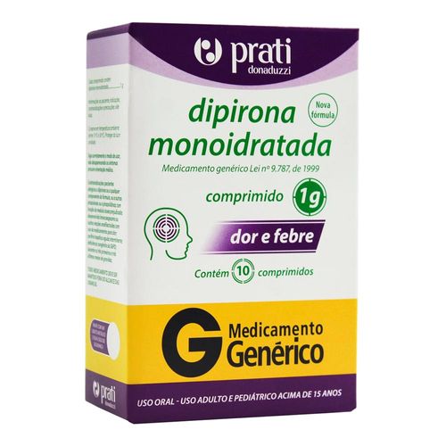 Dipirona 1g Genérico Prati-Dunaduzzi 10 Comprimidos