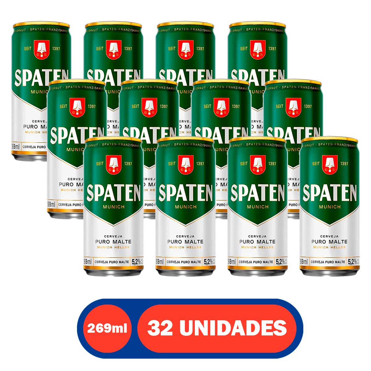 Cerveja Munich Helles Puro Malte Spaten 269ml - 32 Unidades