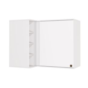 Armário Aéreo de Canto Reto Celeste Kappesberg 100% MDF 1 Porta 4 Nichos Branco 98cm