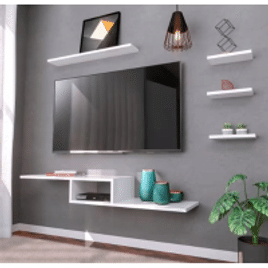 Rack Suspenso com 4 Prateleiras para Salas e Quartos Mdf