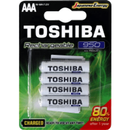 Pilha Recarregável AAA 1,2V 950mAh TNH3GAE Toshiba - 4 Unidades