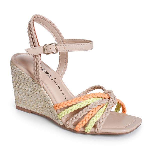 Sandália Anabela Dakota Raffia Colorido Feminino