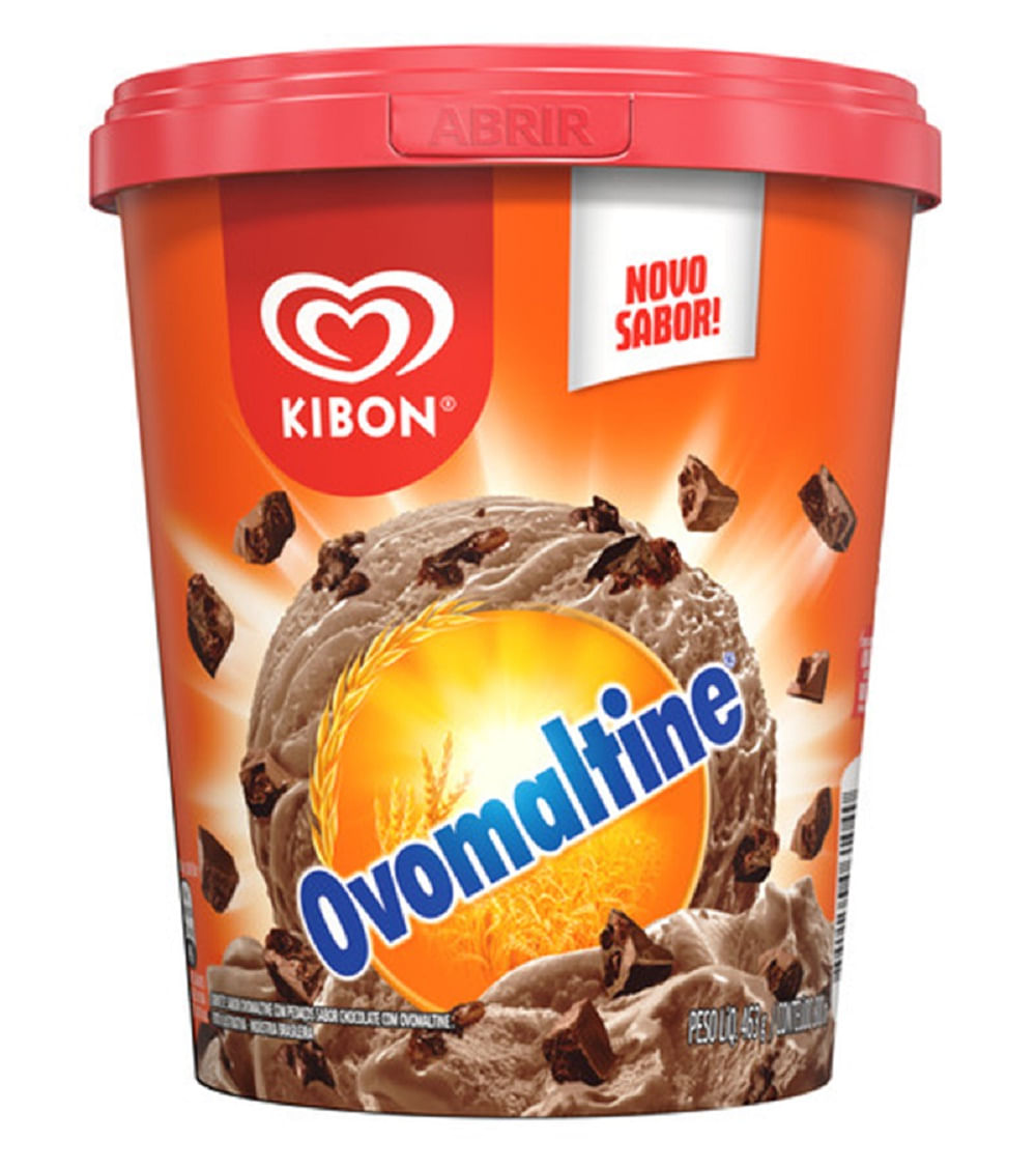 2 Potes Sorvete Kibon Ovomaltine 800ml