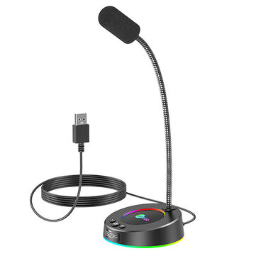 Microfone com Fio e Efeito de Luz Colorida Lenovo Lecoo Mc01