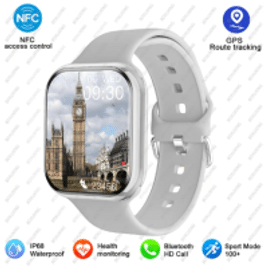 Smartwatch NFC Watch 9 Tela Amoled 2,05" Carregamento sem Fio