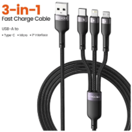 Cabo Toocki USB Tipo C 3 em 1 - 1,2m