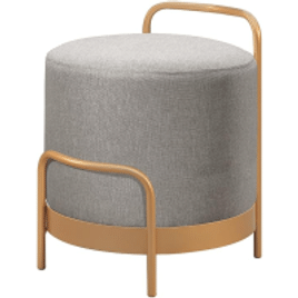 Puff Redondo Bacci em Linho e Base Metal - Agarb Decor