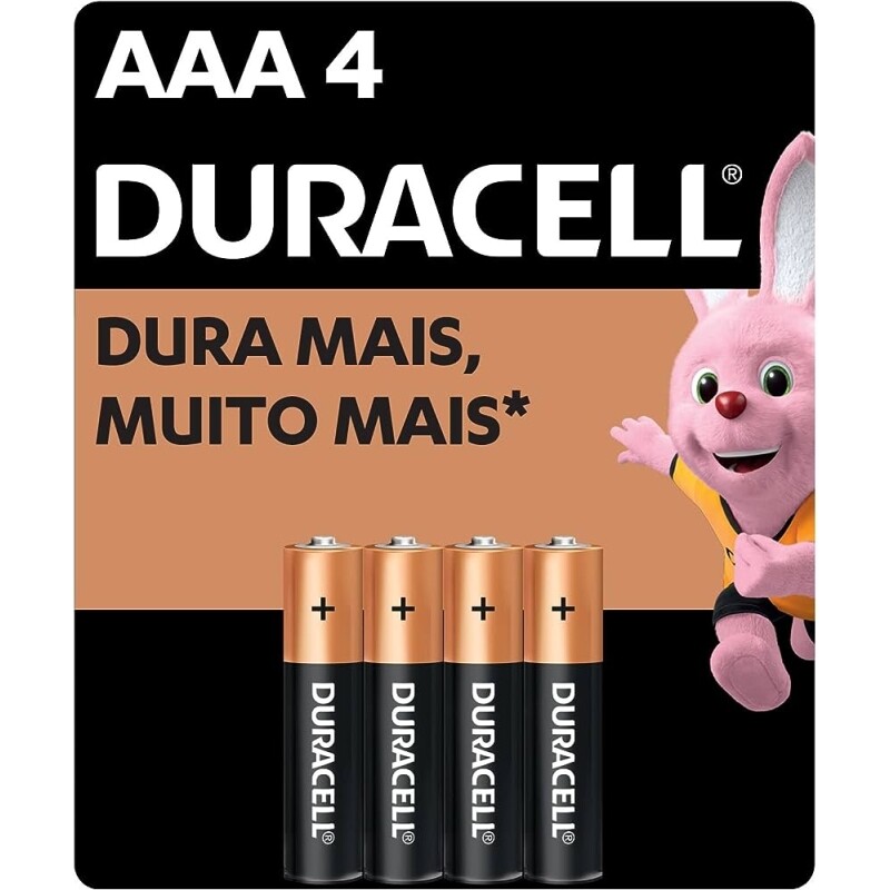 Pilha Alcalina AAA Palito DURACELL com 4 unidades