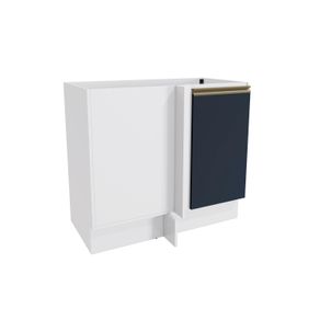 Balcão de Canto Reto Celeste Kappesberg 100% MDF 1 Porta Branco/Azul 98cm