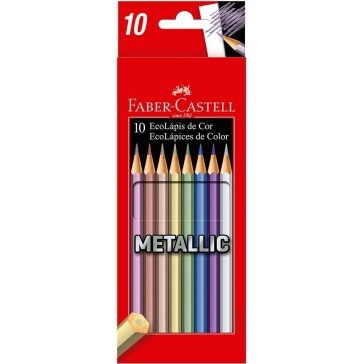 Lápis de Cor Sextavado Faber-Castell EcoLápis Metallic 120410G 10 Cores