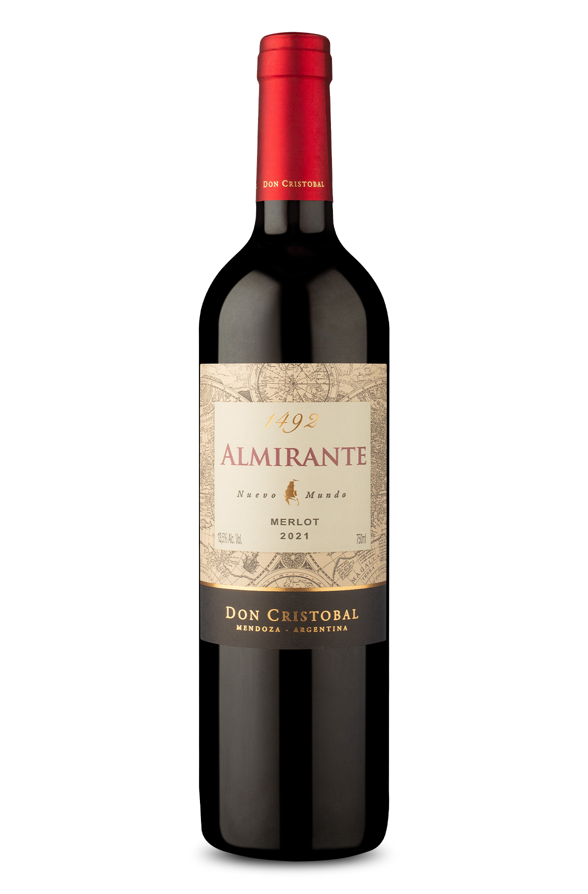 Vinho Argentino 1492 Almirante Nuevo Mundo Merlot 2021 - 750ml