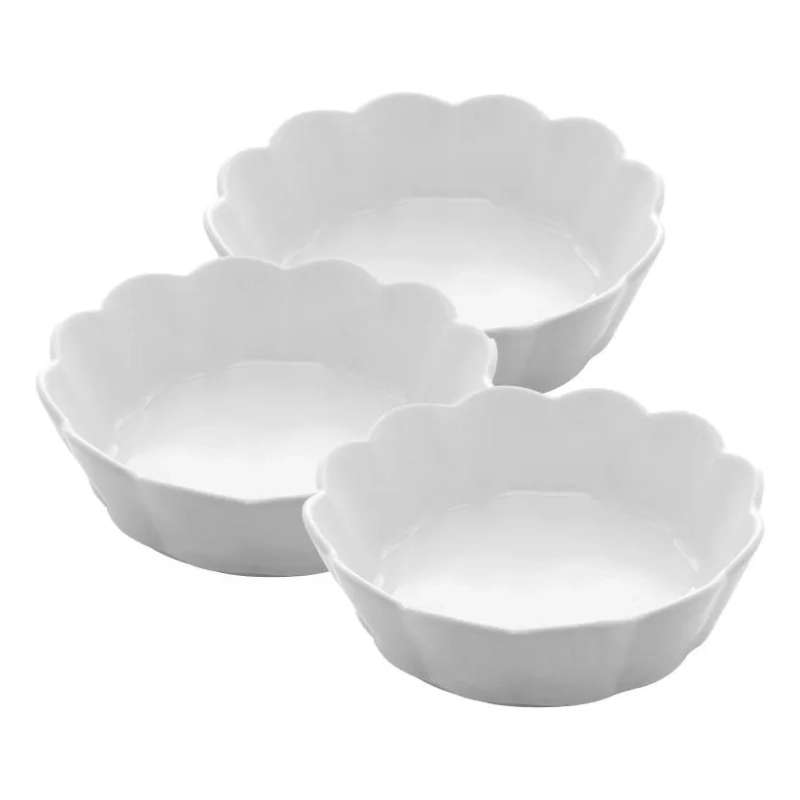 Conjunto Com 3 Bowls De Porcelana Pélata Branco Matt Wolff