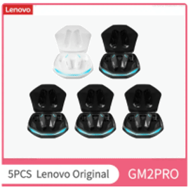 Kit com 5 Fones de Ouvido Lenovo GM2 Pro Bluetooth 5.3