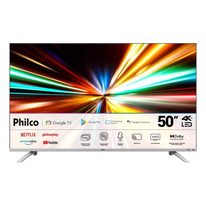 Smart Tv 50'' 4k Google Tv Led Philco - Ptv50g2sgtssbl