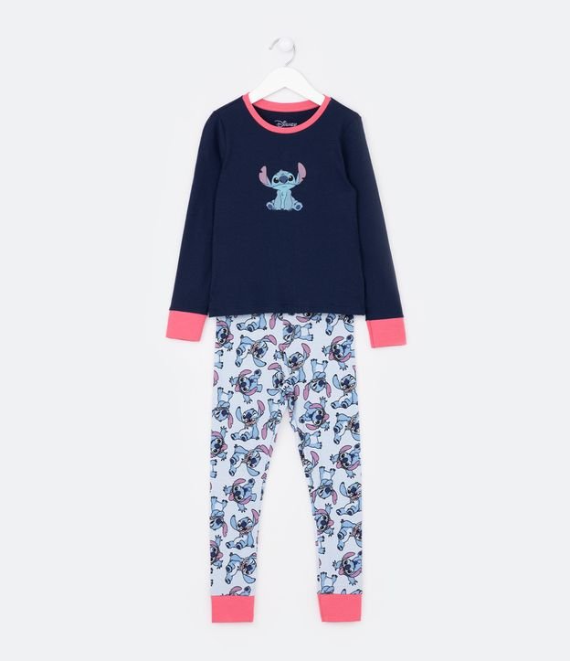 Pijama Longo Infantil com Estampa Stitch - Tam 5 a 14 Anos