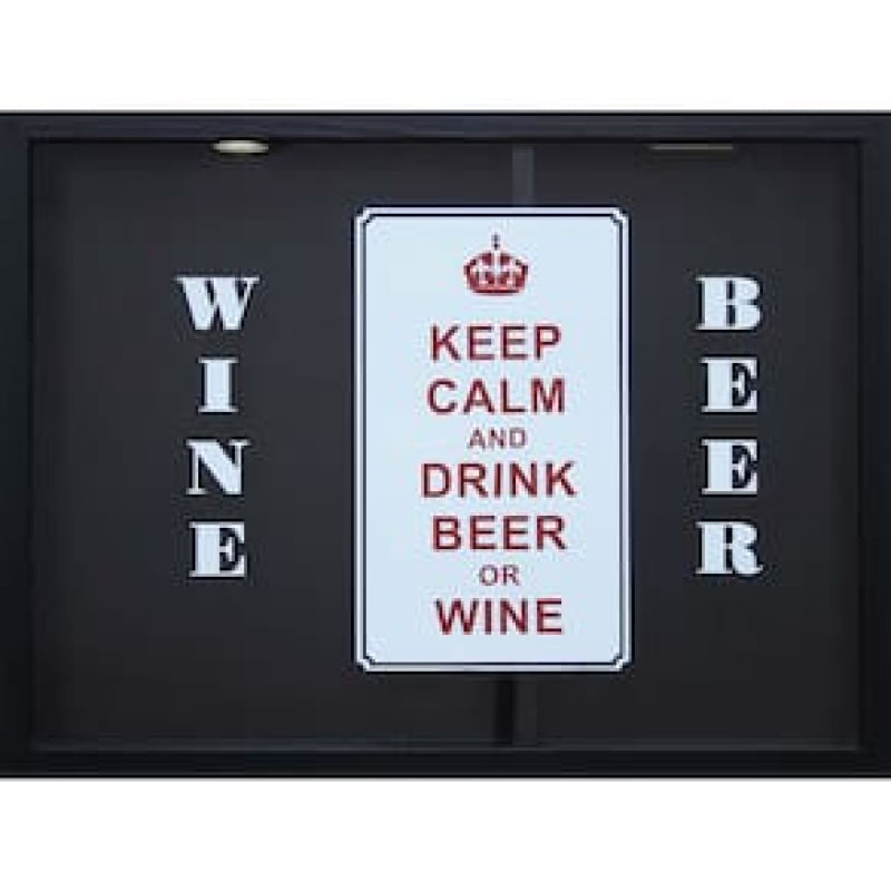 Quadro Duplo Retangular Kapos Keep Calm And Drink Beer em Madeira 32 x 42 cm - Betume