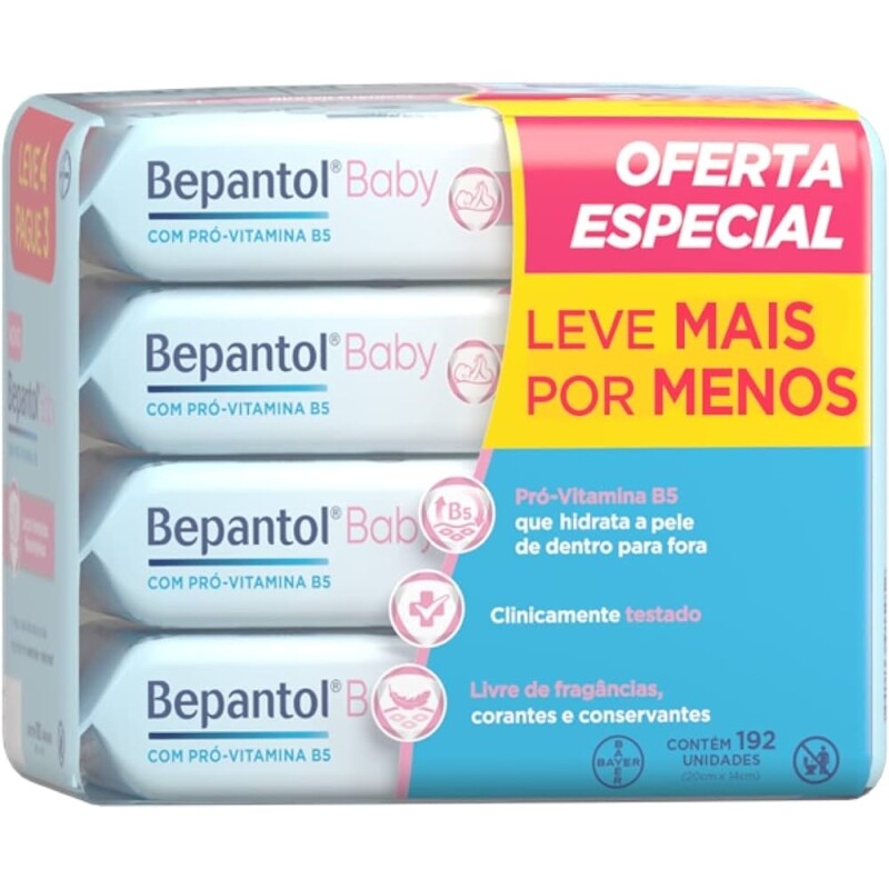 Lenços Umedecidos Baby Bepantol - 192 Unidades