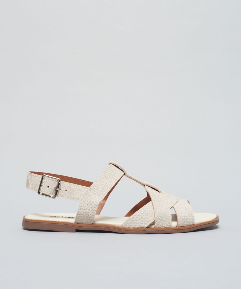 Rasteira Cruzada Rafia - Offwhite 35 - offwhite