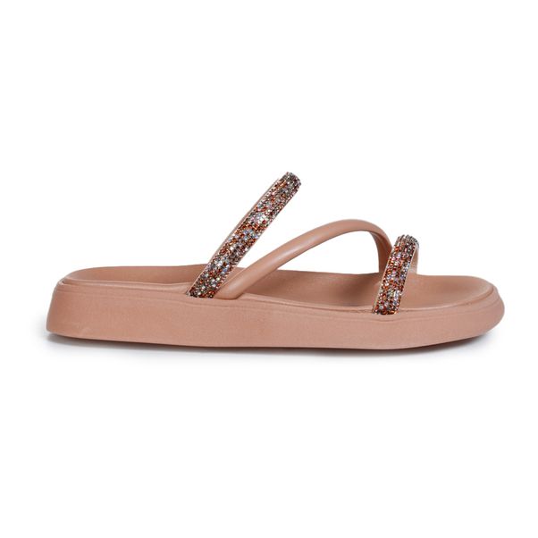 Tamanco Casual Moleca Strass Nude Feminino