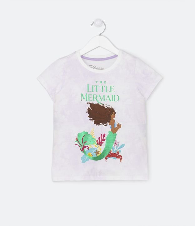 Camiseta Infantil Tie Dye com Estampa Live Action Pequena Sereia - Tam 3 a 10 Anos