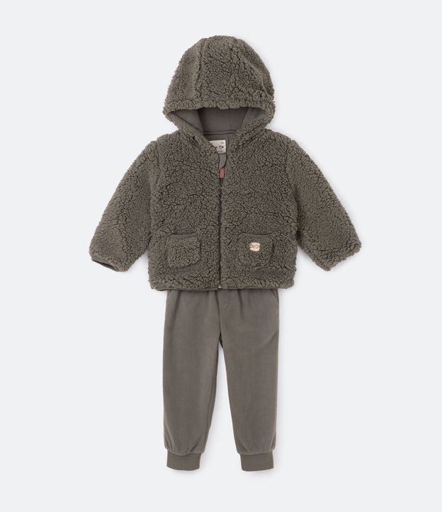 Conjunto Infantil em Sherpa com Capuz - Tam 1 a 5 Anos