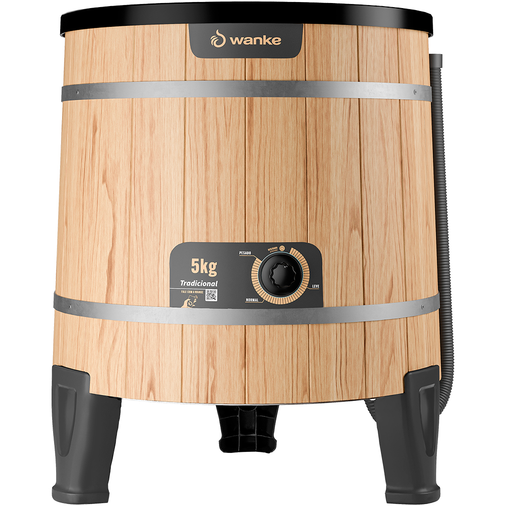 Tanquinho Wanke Tradicional 5Kg Semiautomático Agitador Removível - Madeira Clara - 110 Volts